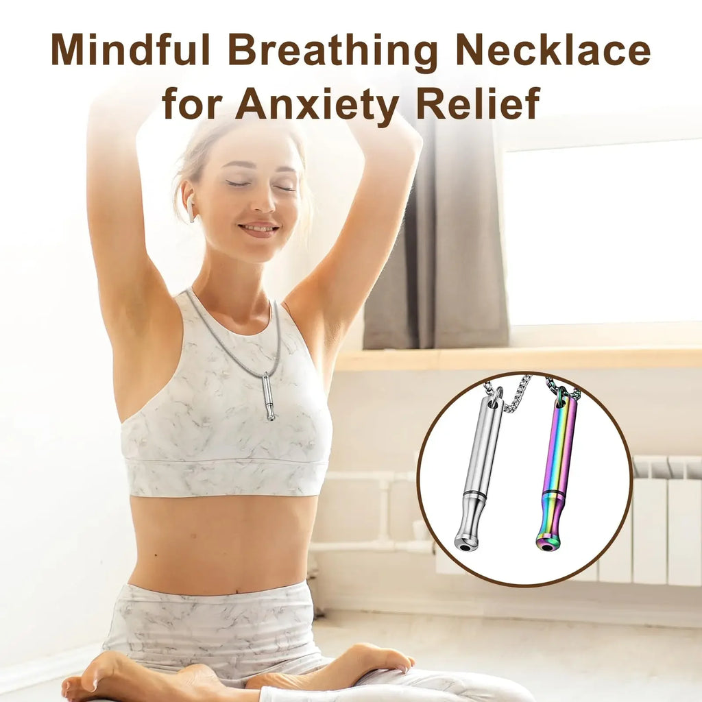 Stainless Steel Relief Necklace Whistle Pendant Natural Calming