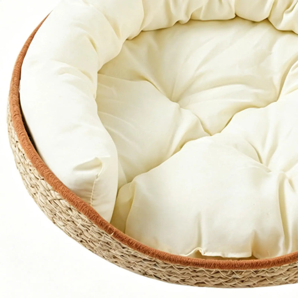 Cat Bed Basket Aesthetic Woven Cotton Rope Pad Nest Sofa Living Room