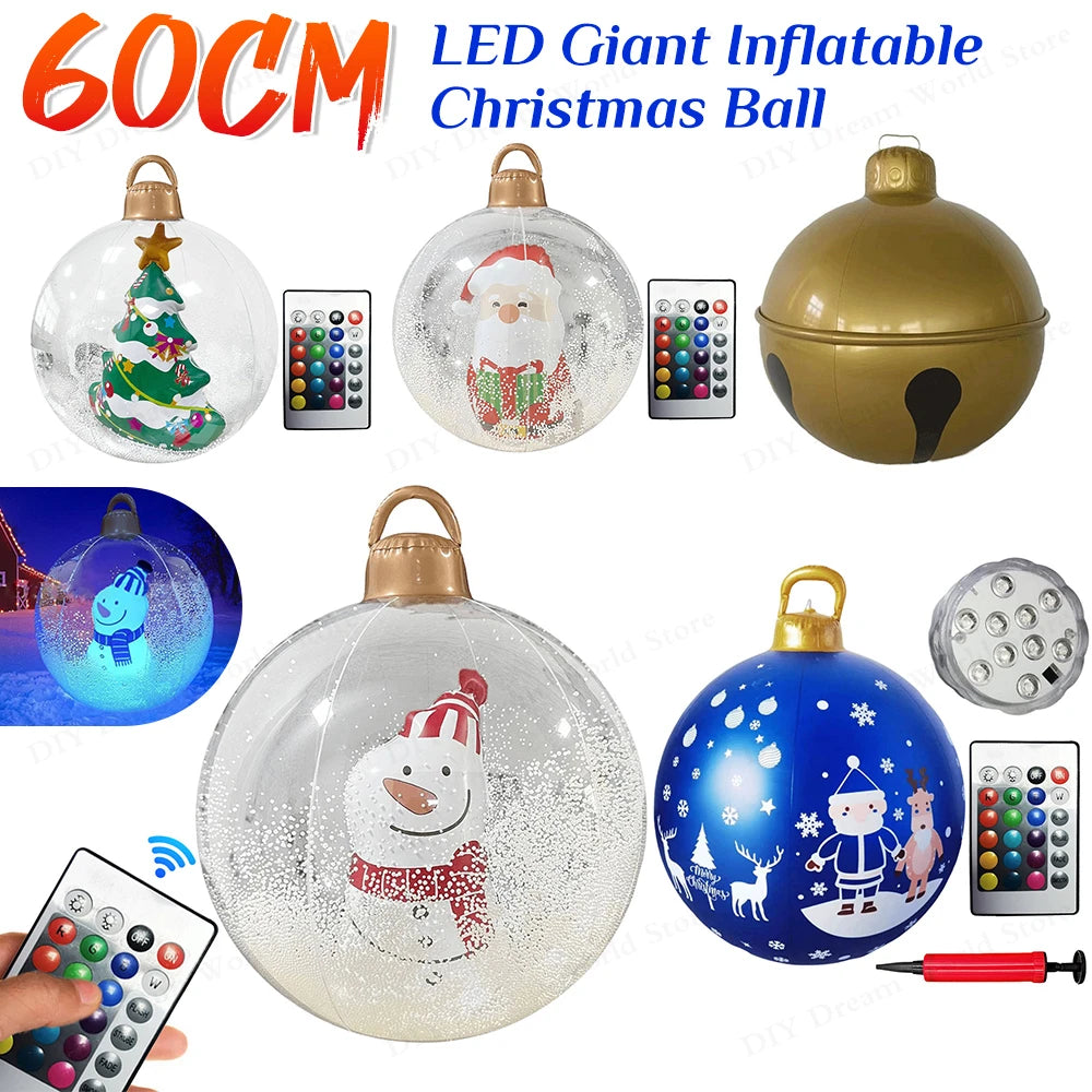 23 6 Inflatable Christmas Balls Lights Outdoor Decorations PVC Giant