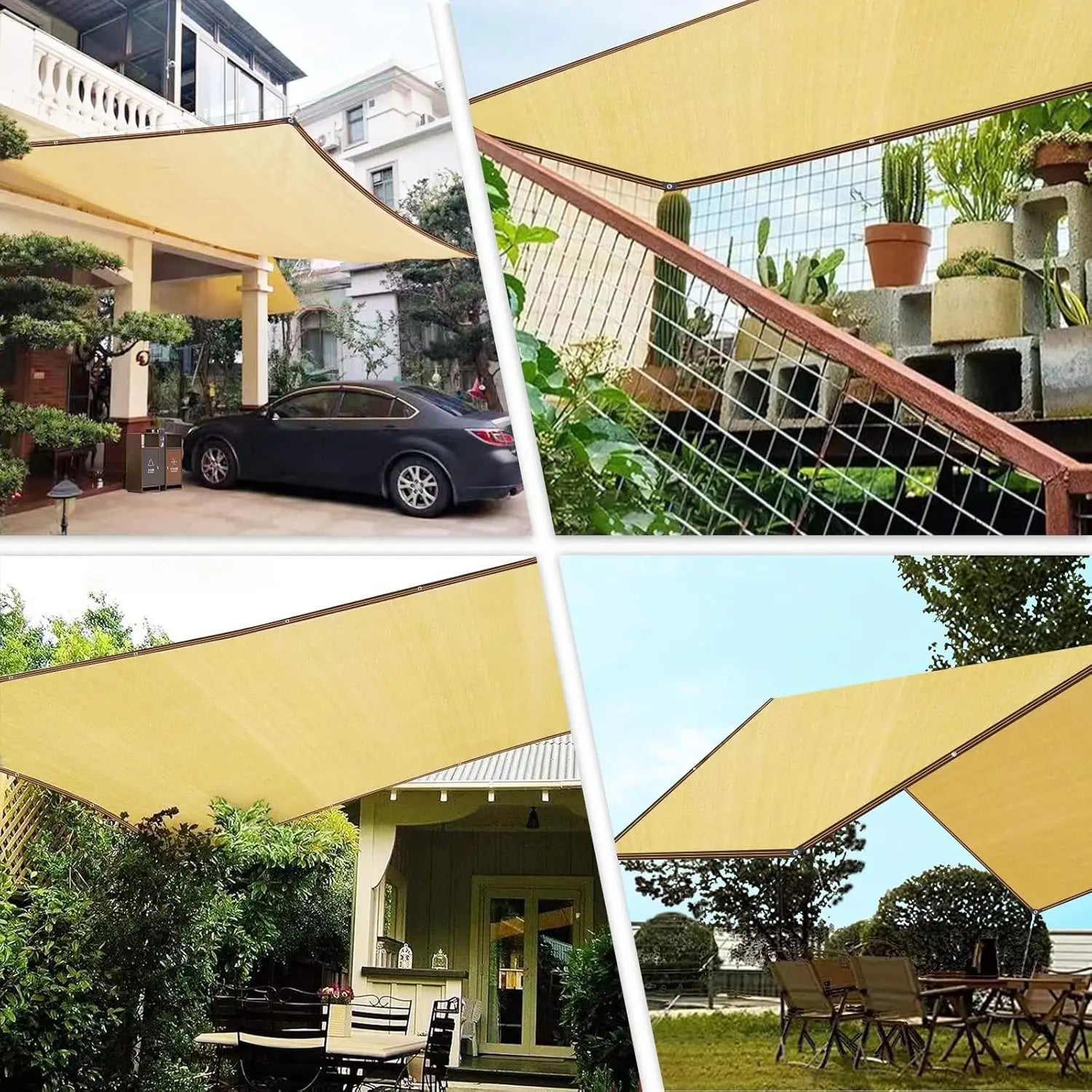 Adjustable Brown Sun Shade Sail Garden Outdoor UV Resistant Durable