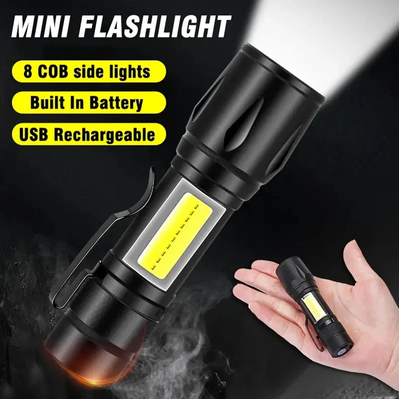 KDULIT Mini LED Pocket Flashlight – USB Rechargeable Torch