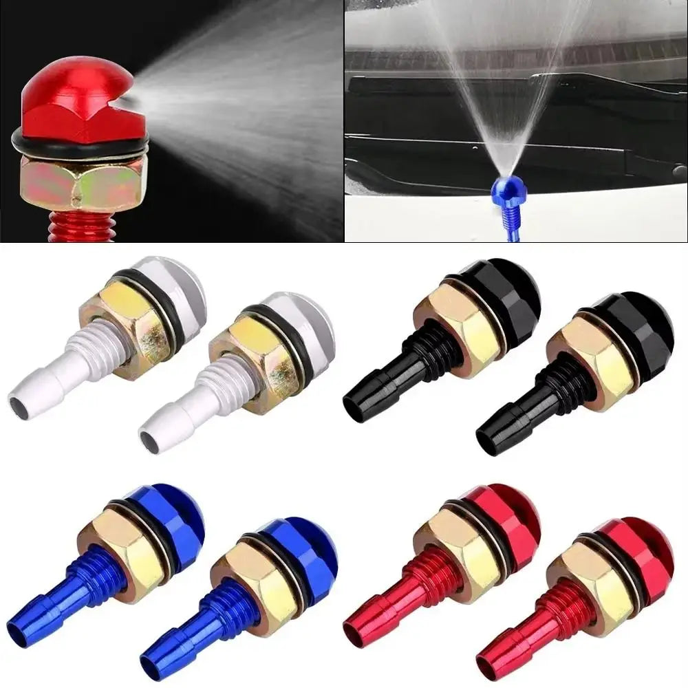 2pcs Fan-Shaped Windshield Washer Nozzle Universal Fit Aluminum Alloy Water Sprayer Adjustable Outlet Durable Washer Sprayer Zpaxo