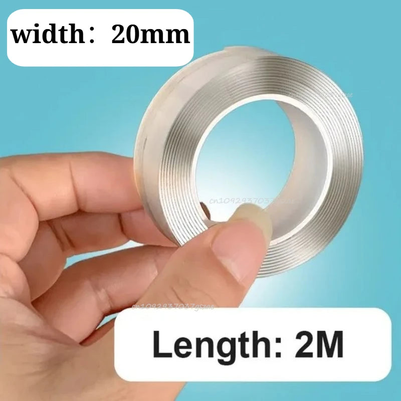 Nano Double Sided Tape Heavy Duty Transparent Adhesive Strips Strong Sticky Multipurpose Reusable Waterproof Mounting Tape Zpaxo 20mmx2m