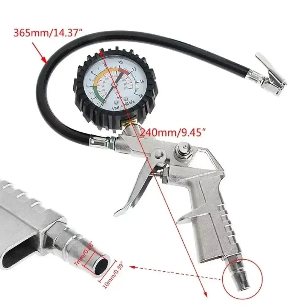 220PSI Tire Air Pressure Inflator 0-16Bar LCD Digital Display Gauge Zpaxo