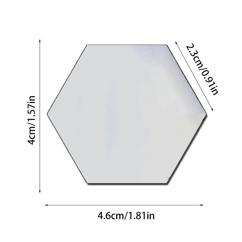 Lot Removable Geometric Mirror Wall Stickers Solid Hexagonal Shape