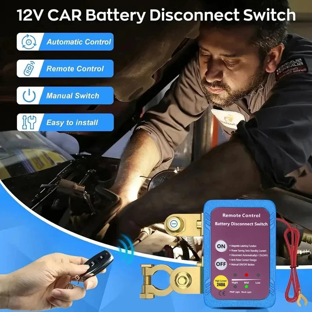 Battery Disconnect Power Switch 12V 240A Shut Off Cut Kill Remote