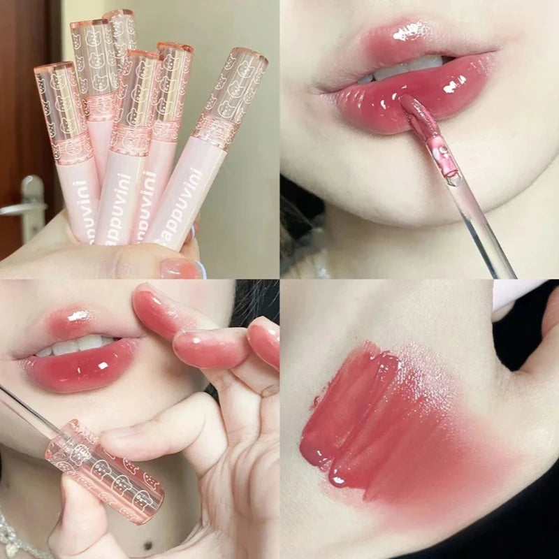 Cherry Red Mirror Water Lip Gloss Waterproof Glaze Transparent Glass