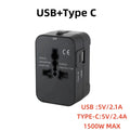 Universal Worldwide Travel Adapter Multi Plug Outlet USB Type C Socket Multi Ports Wall Adapter For EU/UK/USA Cell Phone Charger Zpaxo black 1USB A 1Type C