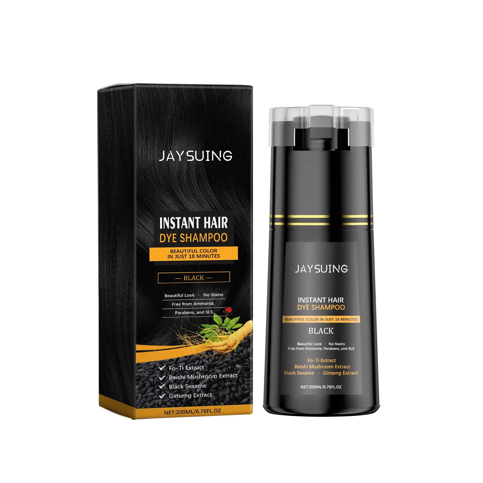 Polygonum Multiflorum Herbal Hair Dye Shampoo 200ml Hair Dye Shampoo Zpaxo Black Color