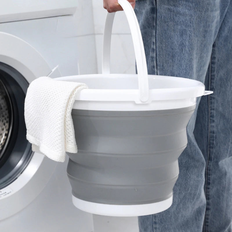 Folding Bucket Portable Silicone Plastic Saves Space Durable Suitable