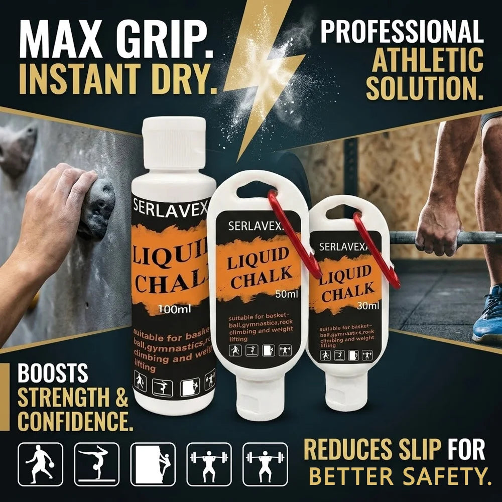 SERLAVEXA Liquid Chalk 100ml/50ml/30ml Professional Anti-Slip Magnesium Powder for Weightlifting Gym Basketball Climbing Zpaxo