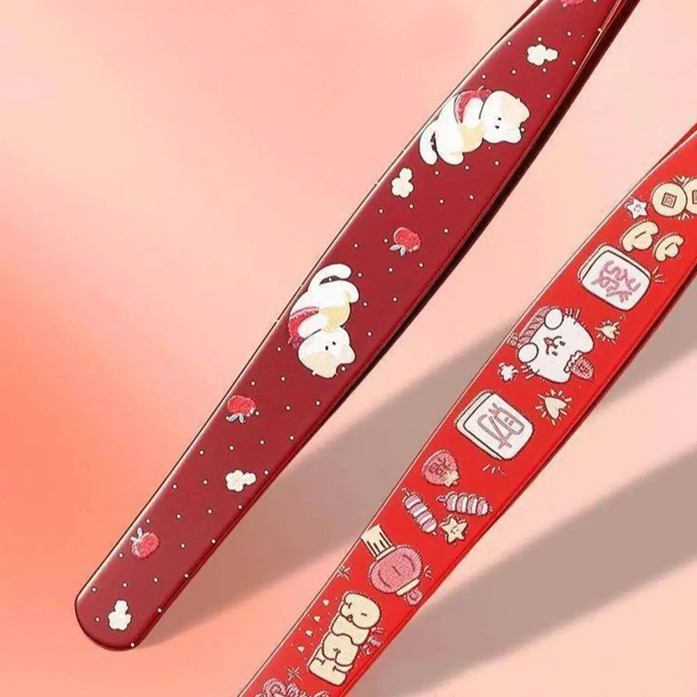 Stainless Steel Curved Stickers Tweezers Anti-static Cartoon Lashes Extension Tweezer High Precision Eyelash Curler Zpaxo