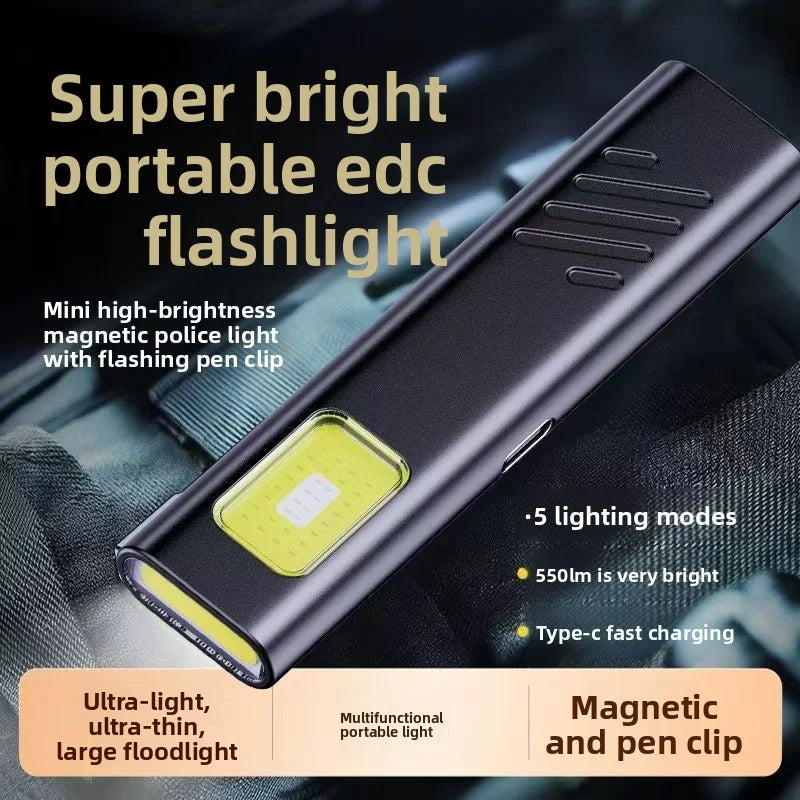 ESMARTER 800LM Rechargeable Magnetic Mini LED Keychain Flashlight