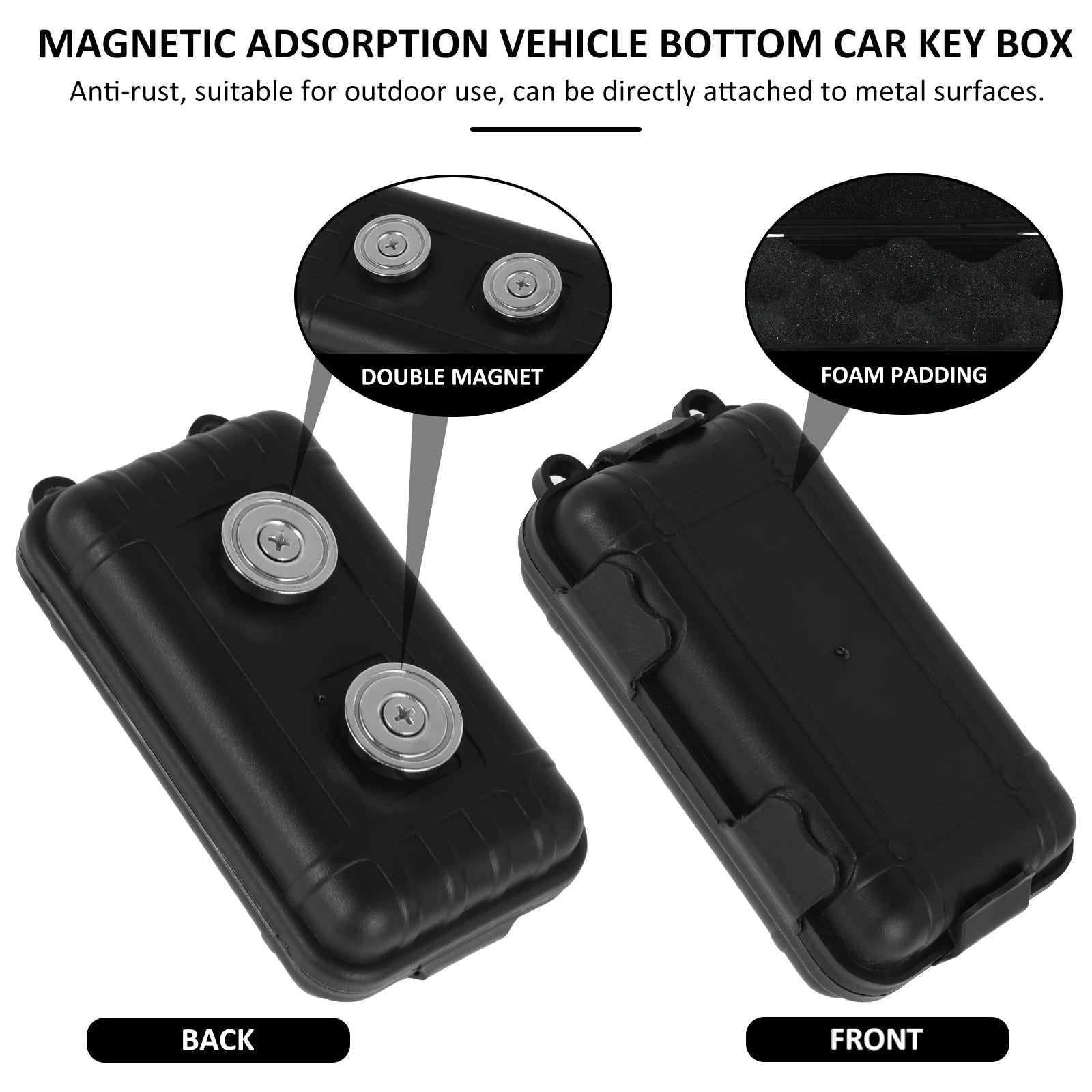 1/2Pcs Magnetic Key Holder Under Car Hide Key Box Waterproof Key Hider Rustproof Multifunctional Box for Spare Key GPS Locator Zpaxo