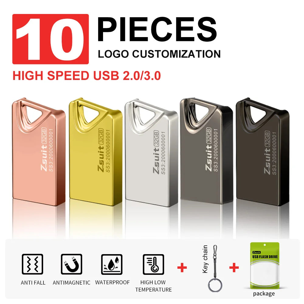 Zsuit 10pcs USB Flash Drive Pendrive 128GB Flash Memory Stick 32Gb 64GB USB Storage Key USB Devices USB Stick Free Shipp U Disk Zpaxo