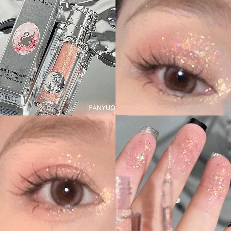 Balletism Glitter Liquid Eyeshadow Pearly Fine Shimmer Long Lasting Sparkling High Gloss Sequin Eye Shadow Lying Silkworm Makeup Zpaxo