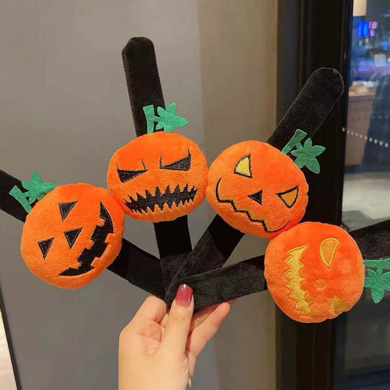 Cute Halloween Pumpkin Devil Horn Headband Funny Hair Hoop Girls