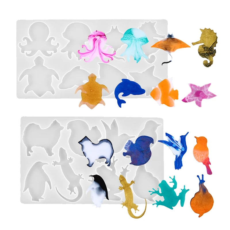 Marine Terrestrial Animals Silicone Keychain Mold DIY Amphibians Pendant Necklace Jewelry Craft Making Epoxy Resin Mould Zpaxo