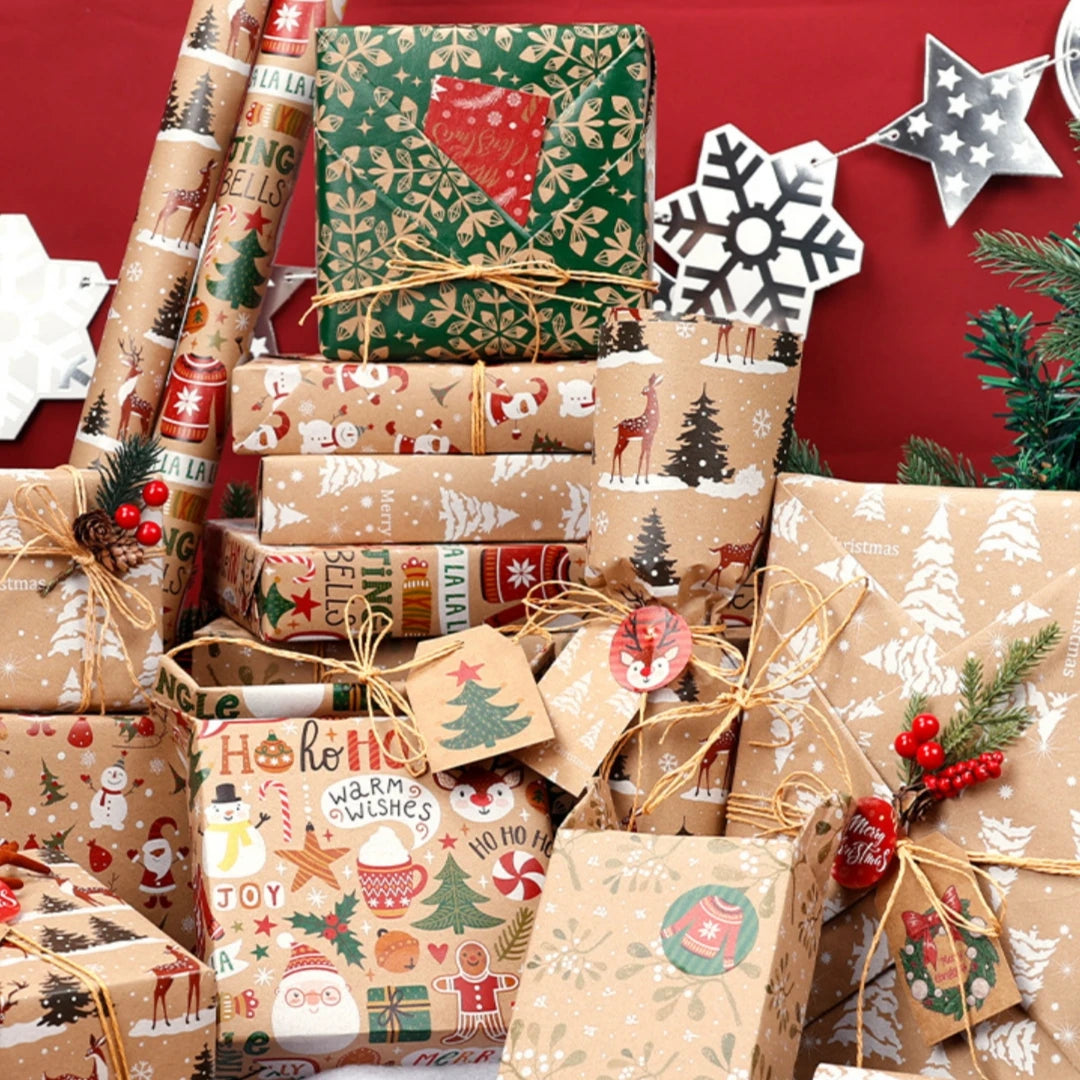 Christmas Kraft Wrapping Paper 50x70cm – Recyclable Gift Wrap