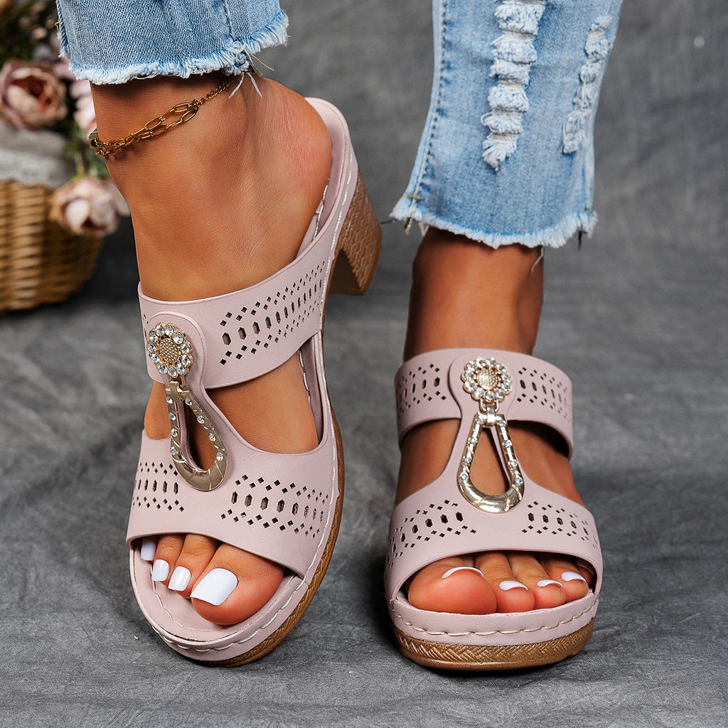 Women Sandals Peep Toe Heels Sandals Trend Summer Shoes Woman Lightweight Heeled Slippers Summer Footwear Luxury Platform Shoes Zpaxo