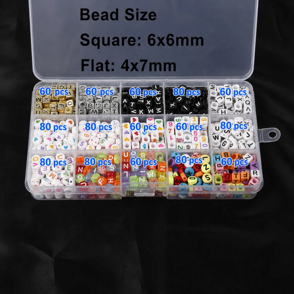 1080-Pc Acrylic Letter Bead Set – 15-Grid DIY Jewelry Kit DIY Bead Jewelry Kit Zpaxo Set A