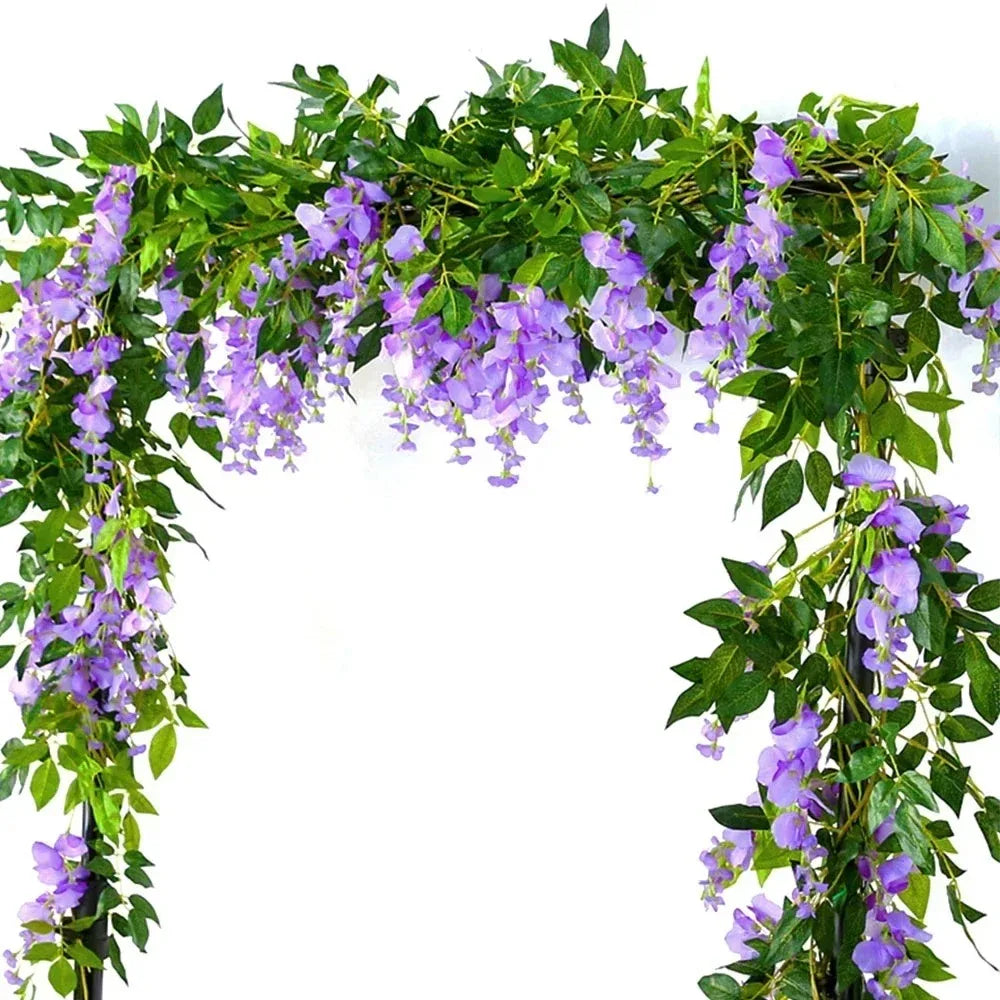 Lush 70 8 Artificial Wisteria Flowers Garland Outdoor Wedding Garden