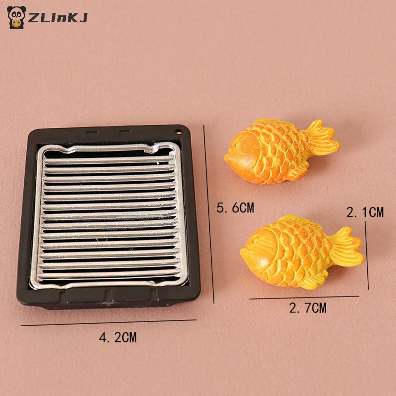 ▶1/12 Dollhouse Simulation Grilled Fish Barbecue Grill Dollhouse Miniature Kitchen Decorations Dolls House Food Accessories Zpaxo