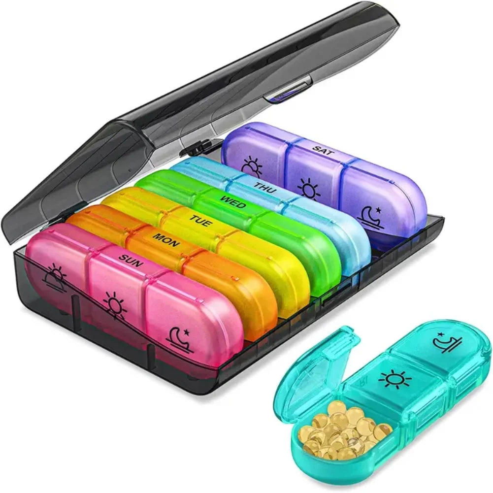 7 Days Pill Medicine Box Weekly Tablet Holder Storage Organizer Container Case Pill Box Splitters Pill Case Organizer Zpaxo