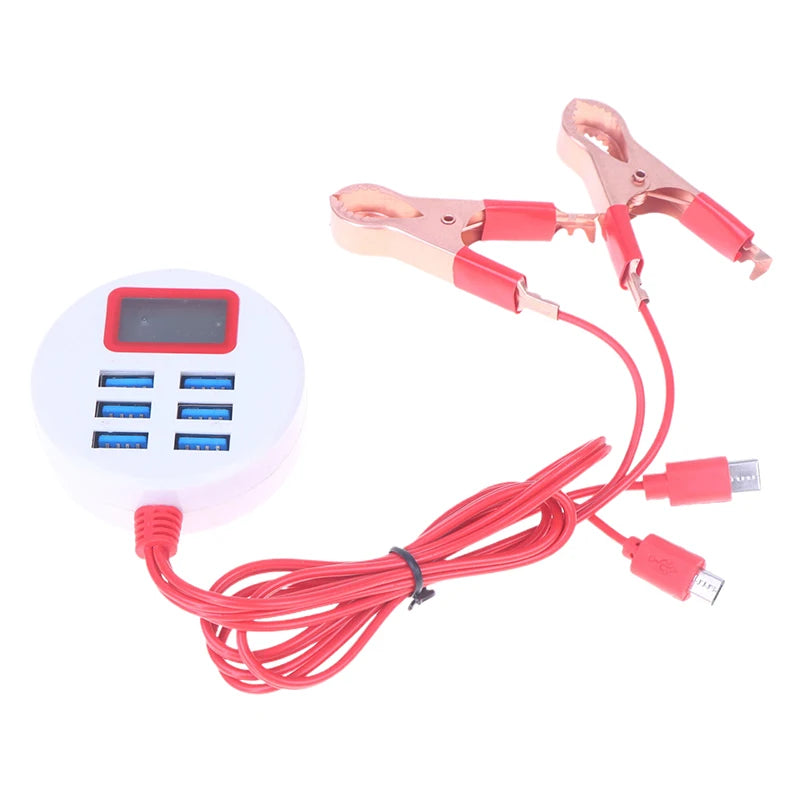6-Port USB Clip Battery Charger with LCD Display | 5V 1A