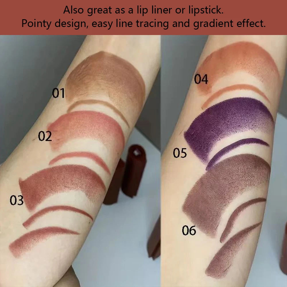 6-color conical gradient lip liner pen - matte black brown velvet lipstick, waterproof and non-greasy, blush and lip color pen, Zpaxo