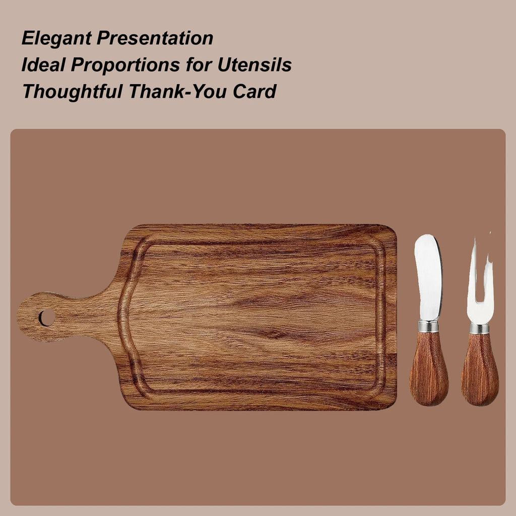 Charcuterie Board Cheese Servers Wooden Square Meat Tray Cutlery