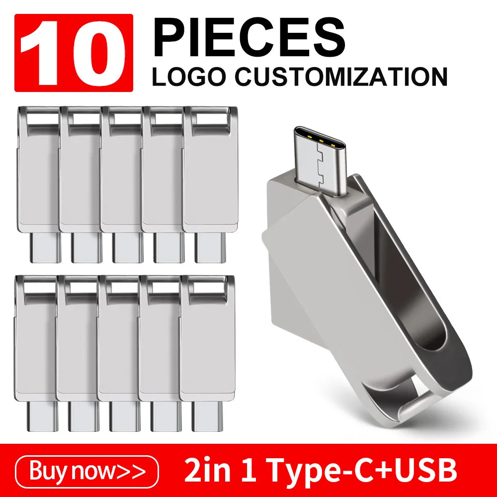 Zsuit OTG USB 2.0 Type-C Flash Pen Drive Memory Stick Usb Flash Disk 64GB 128G 2 in1 Pendrive USB U Disk 10Pcs/Lot Free Logo Zpaxo