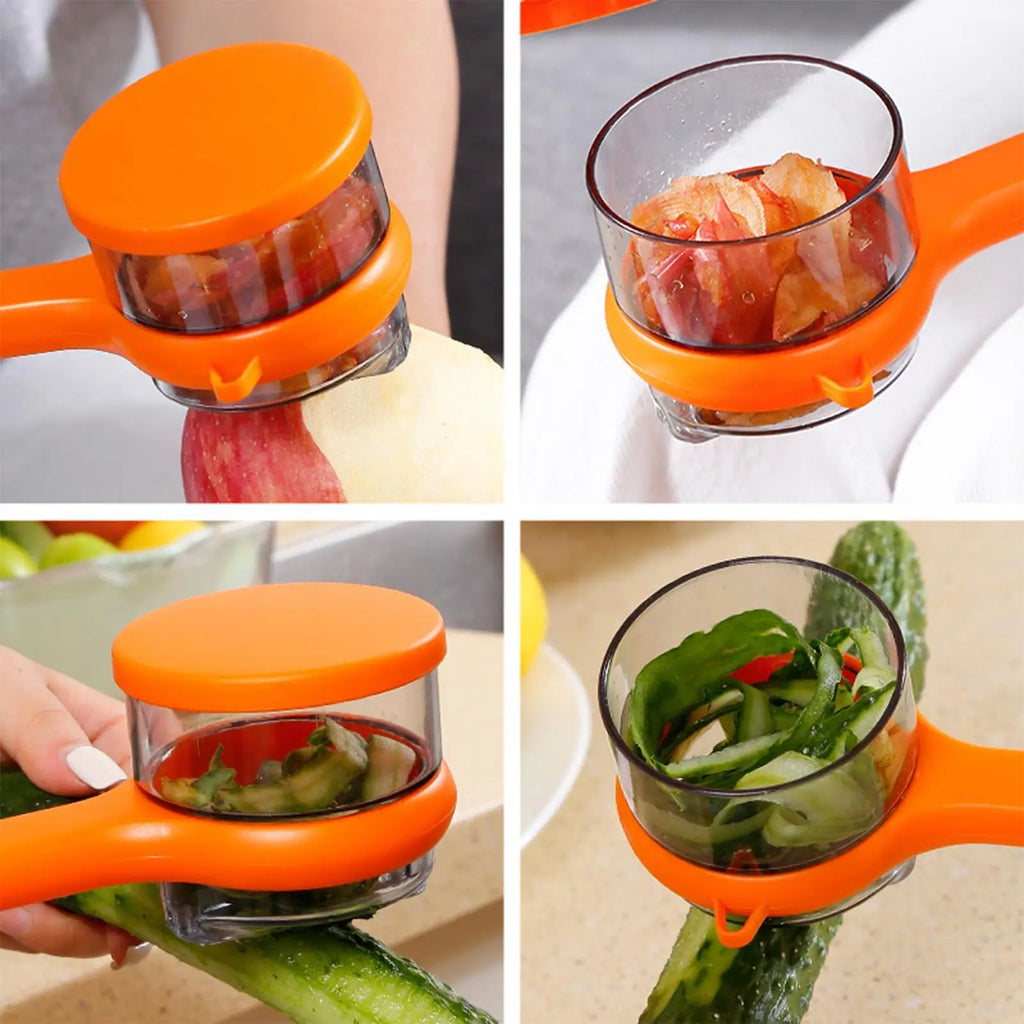 Fruit Vegetable Peeler Container 2-in-1 Stainless Steel Peeling Knife