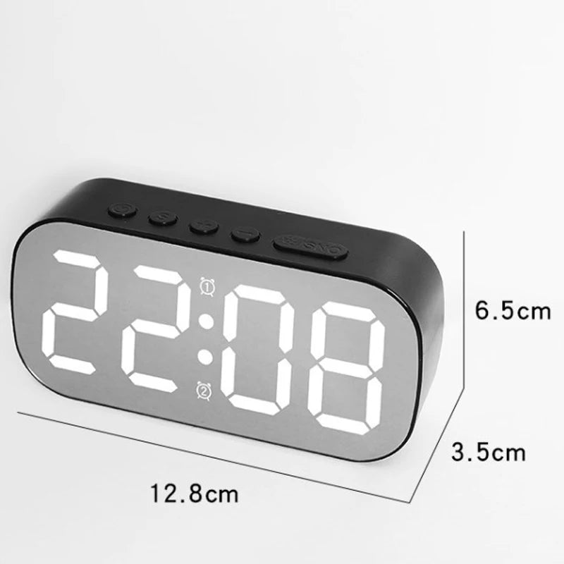 Dimmable LED Mirror Digital Alarm Clock Multi-function Snooze