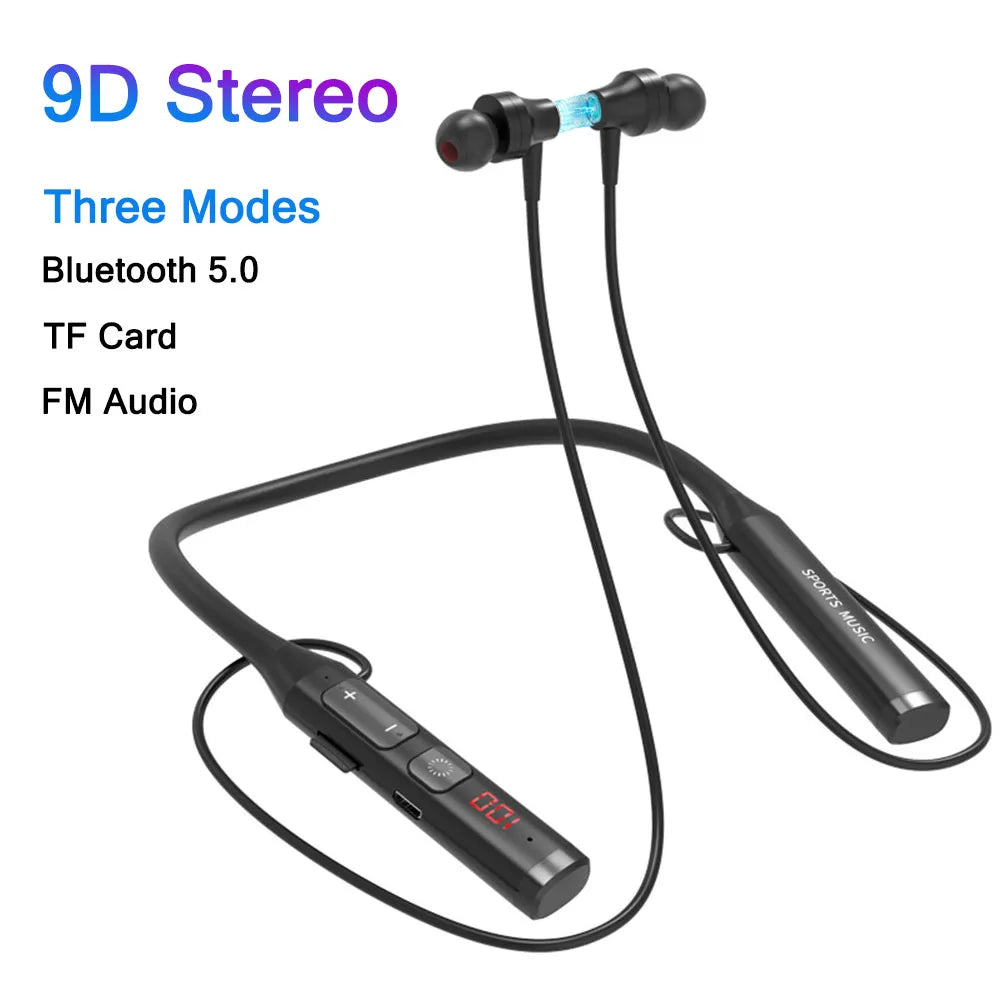 Wireless Headset Bluetooth 5 0 Earphone Hifi 9D Stereo Neck-hanging