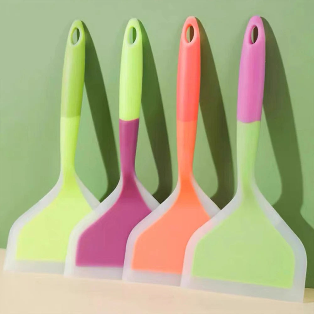 Silicone Spatula Wide Pancake Turner Nonstick Heat-Resistant Pancake Shovel for Cooking Baking Color Random Zpaxo