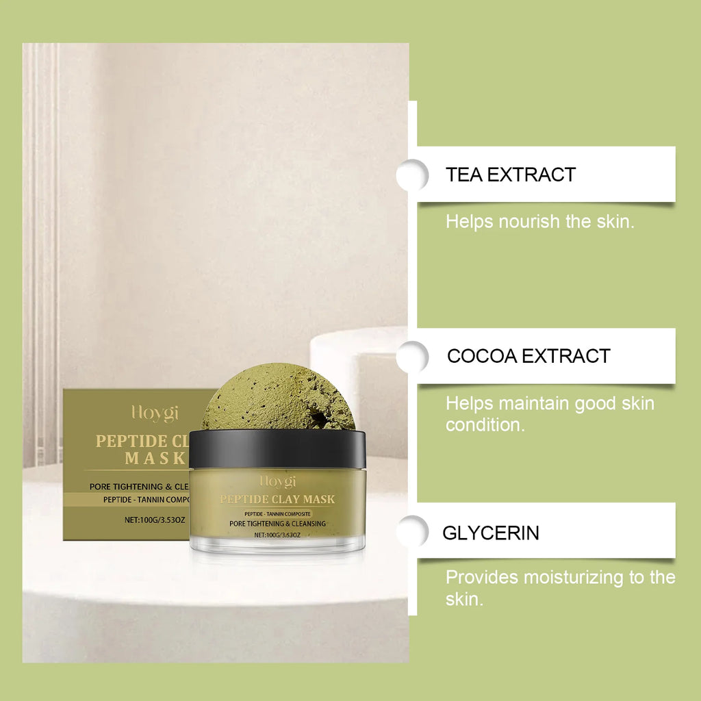 HOYGI 100g Pore Refining Clay Mask Kaolin Tea Extract Deep Cleansing Control Facial Treatment for Oily Skin Non Drying Formula Zpaxo