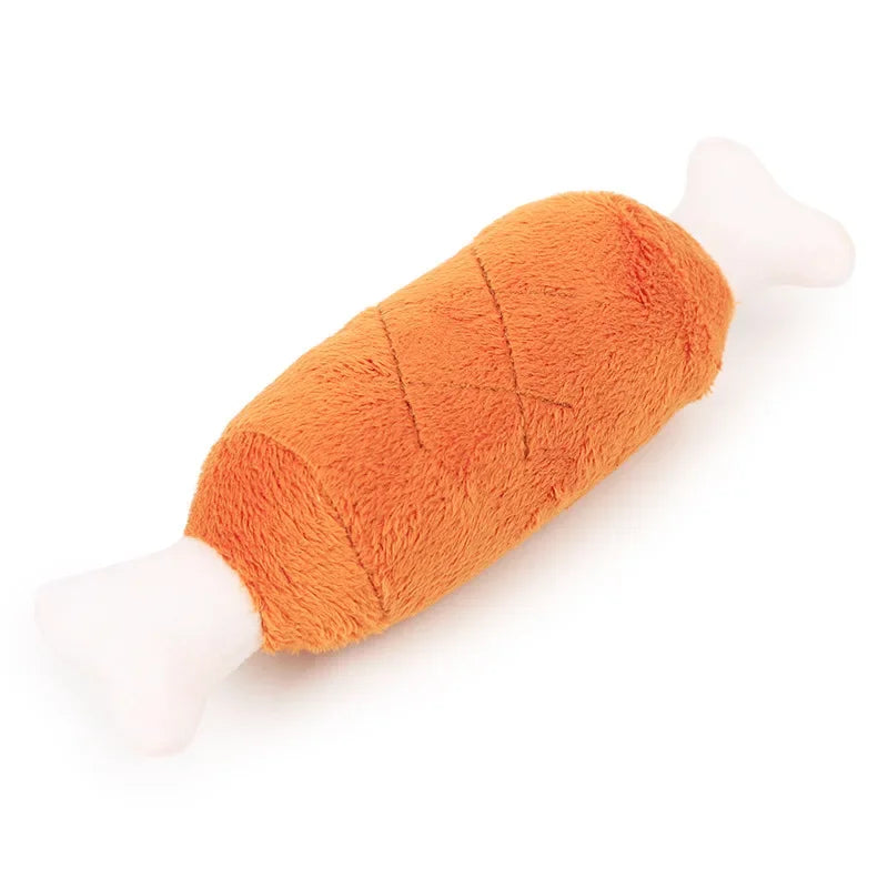 Pet Dog Cat Fleece Chicken Legs Plush Toys Squeak Chew Sound Toy Fit