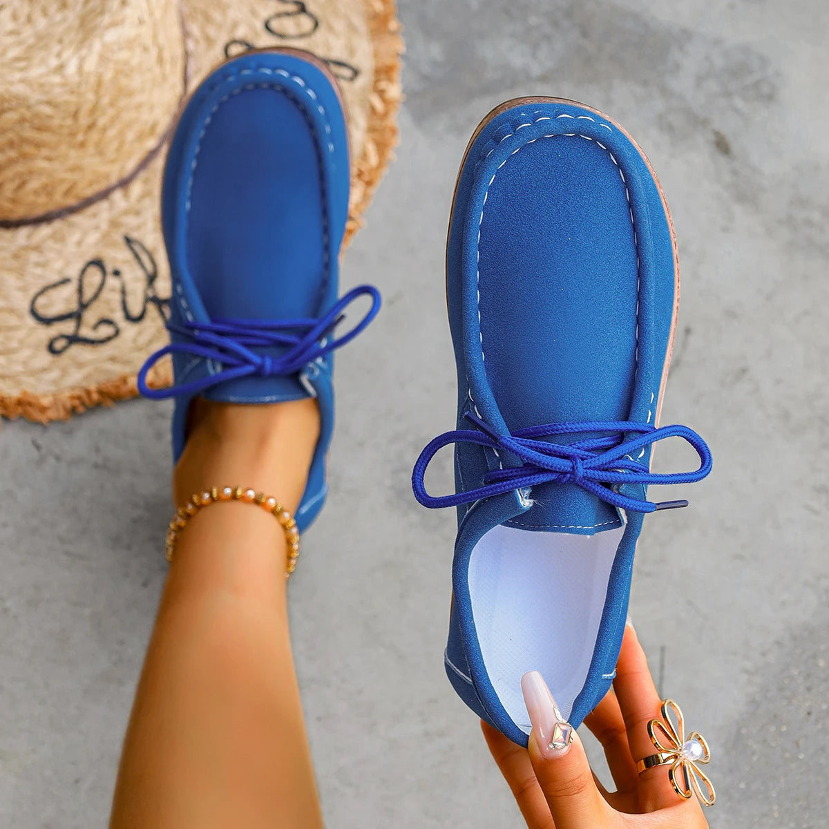Plus Size Women Loafers Trend Casual Soft Sole Shoes Comfortable Spring 2025 New Style Sneakers Women Anti-Slip Flat Shoes Women Zpaxo Blue 40