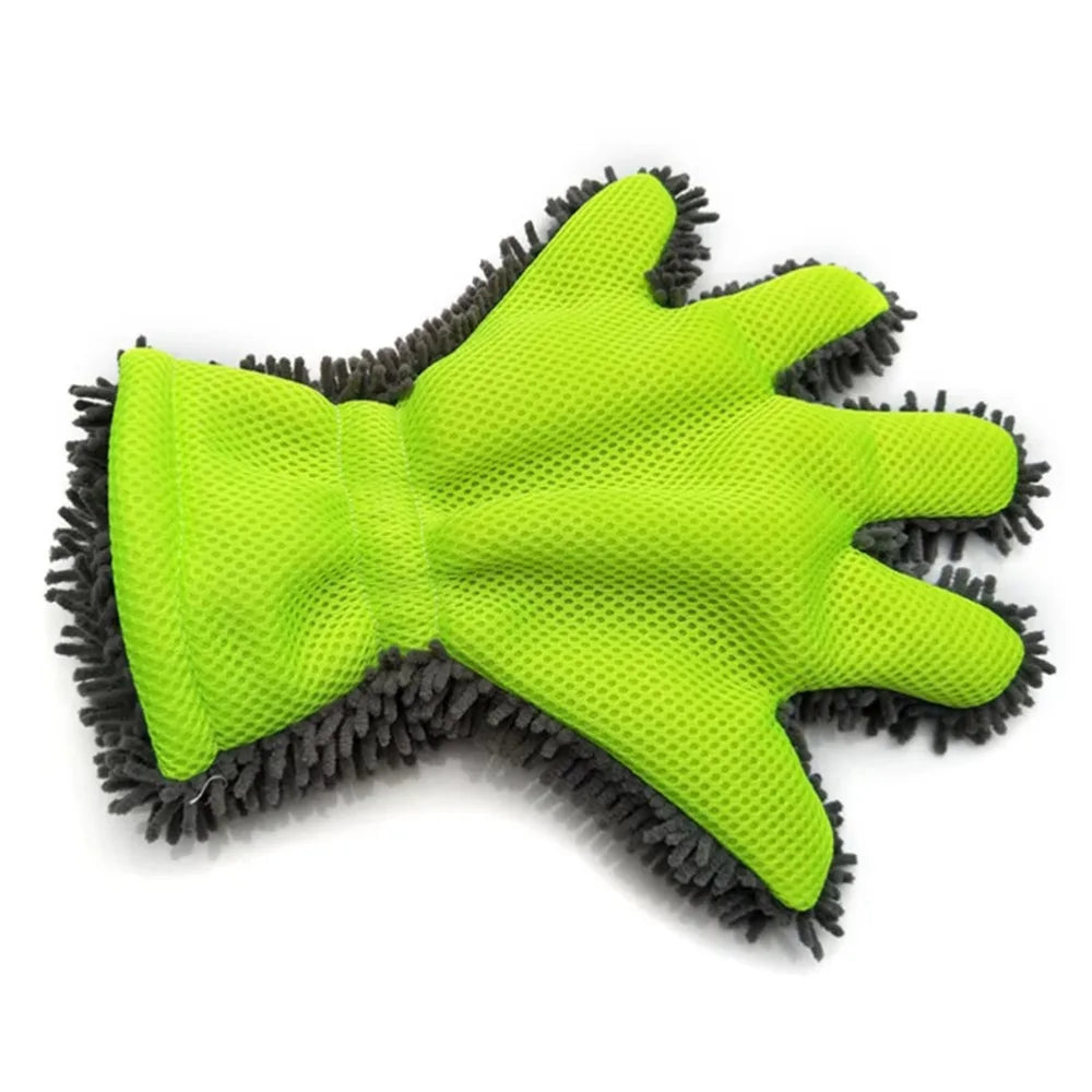 Soft Car Washing Gloves Anti-scratch Plush Mitt Multi Purpose Premium Zpaxo Green