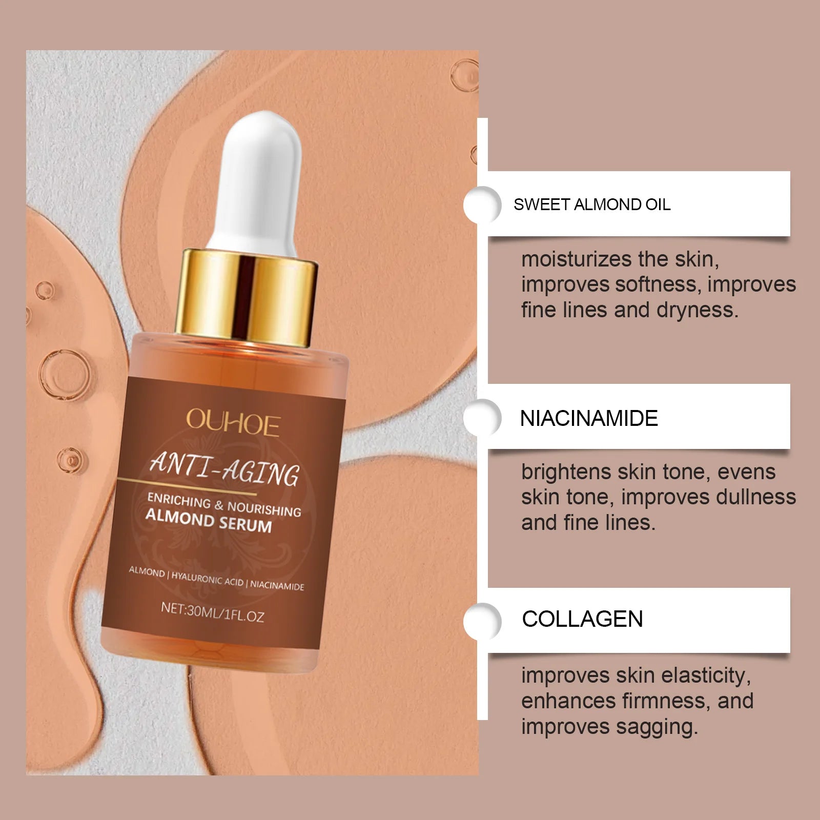 Almond Face Serum – Hydrating, Brightening & Pore Firming Face Serum Zpaxo
