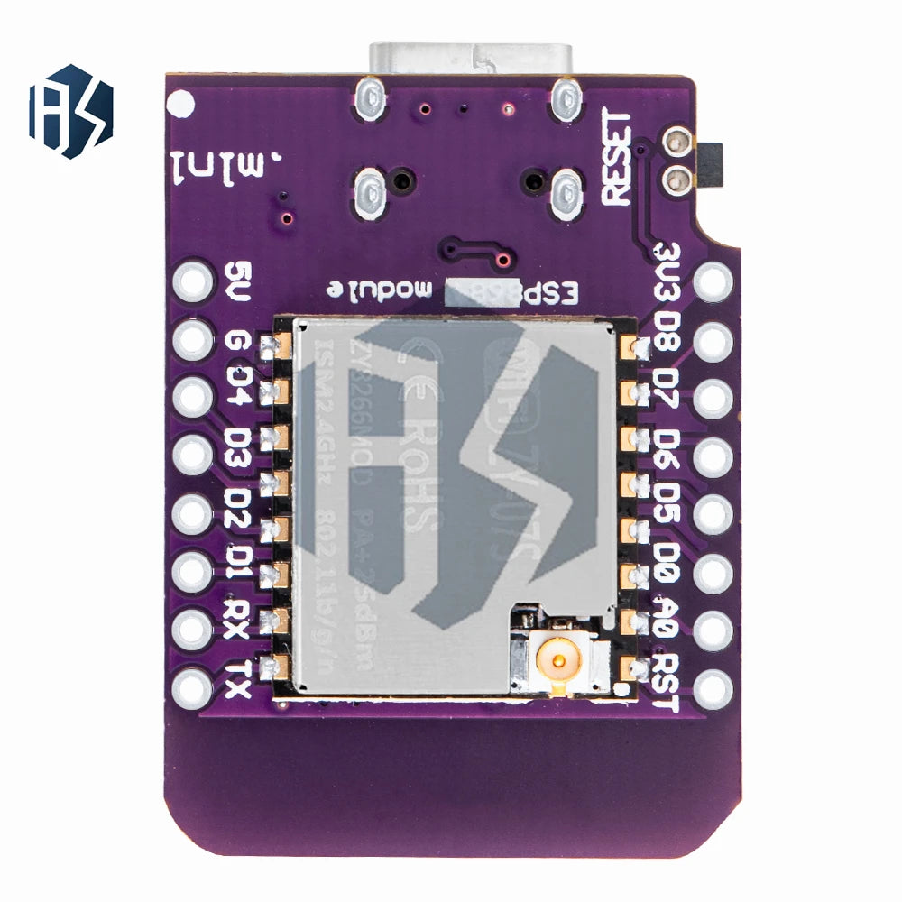 ESP8266 D1 Mini Type-C Development Board - ESP-07/07S CH340G USB, NodeMCU Lua IoT, 3.3V with Pins for WiFi Projects Zpaxo