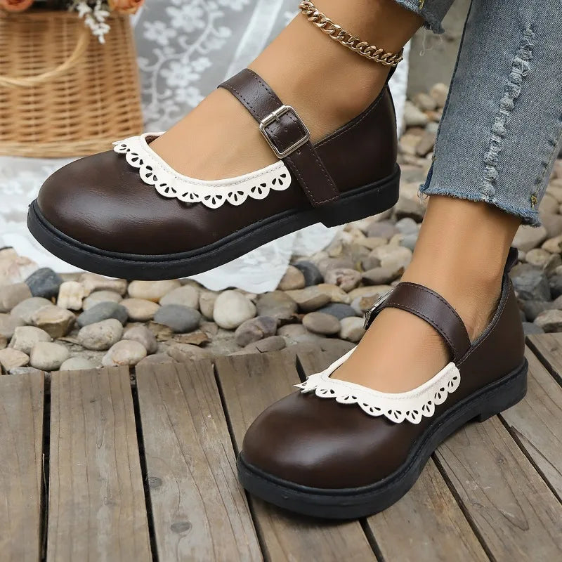2026 Spring Autumn Women's Round Closed Toe Comfortable Vintage Zpaxo
