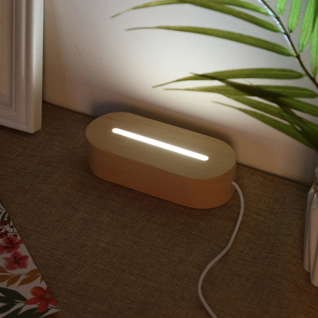 1- Oval Wooden LED Light Display Luminous Base Resin Letter Lamp