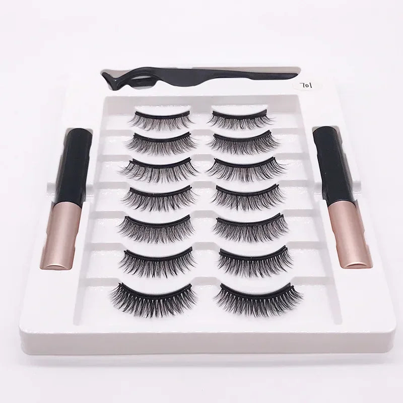 Magnetic Eyelashes Set Full Strip 5/7/10 Pair Natural Cilia False Eyeliner Dramatic Volume Thick Synthetic Eye Lashes Makeup Zpaxo