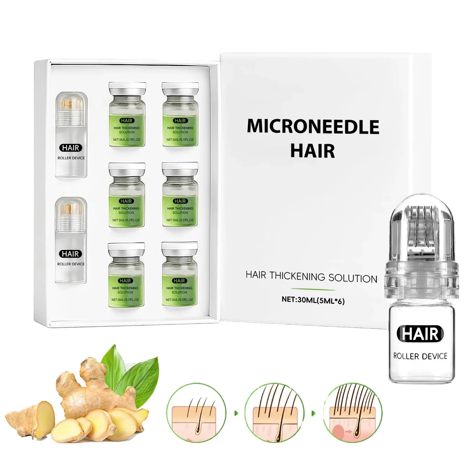 Hoygi Hair Serum Microneedle Roller Set – Scalp Follicle Care Hair Serum Roller Set Zpaxo