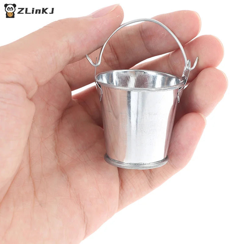 ▶1Pcs Mini Iron Bucket Model Miniature Dollhouse Decorations Children Beach Small Bucket Toy Zpaxo