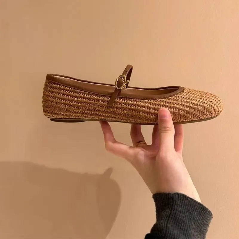 Spring Summer 2025 Shoes Weaving Hollow Out Design Sandals Square Toe