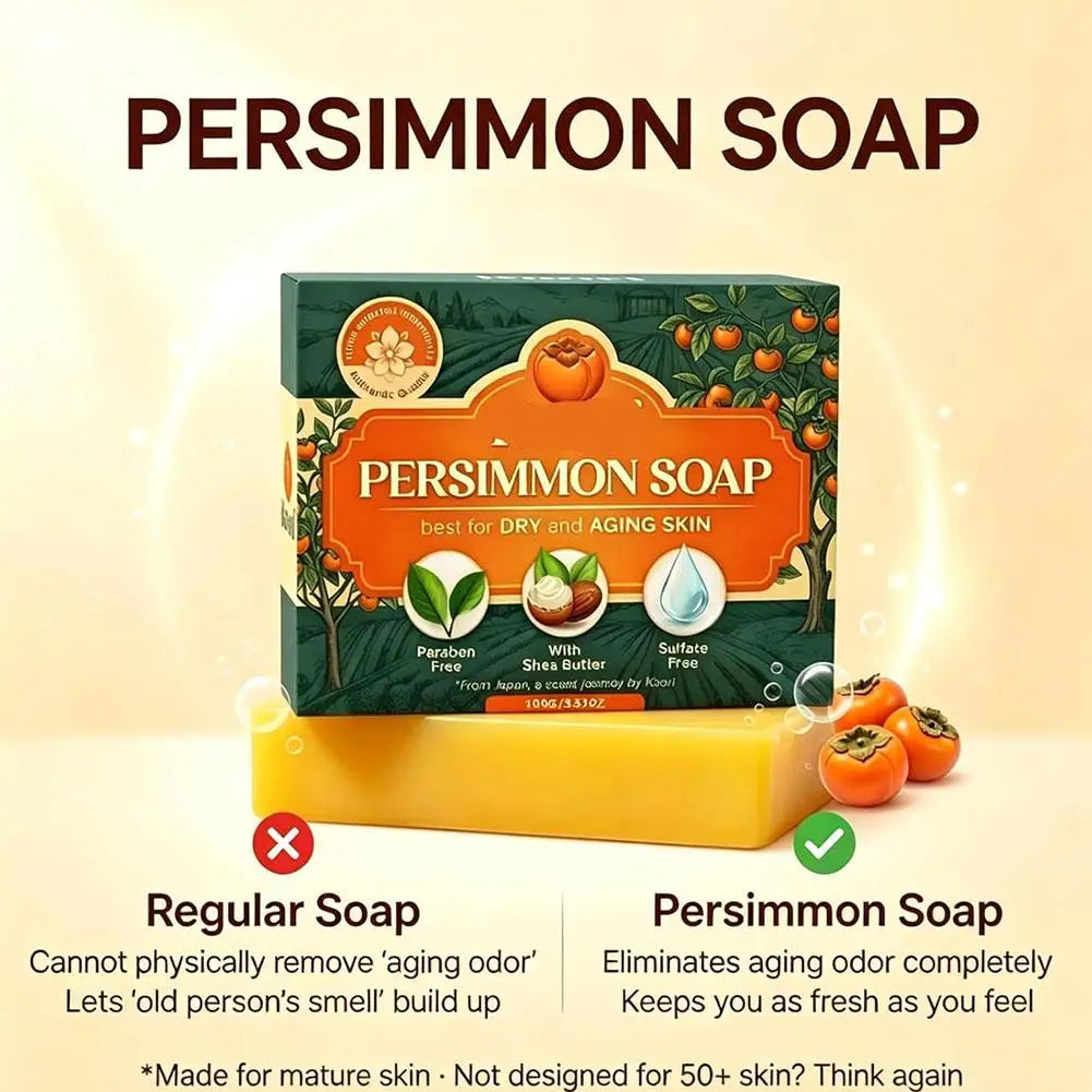 Persimmon Soap Bar for Body Odor Persimmon and Green Tea Extract For Men & Women Gentle on All Skin Types Natural Body Odor Soap Zpaxo