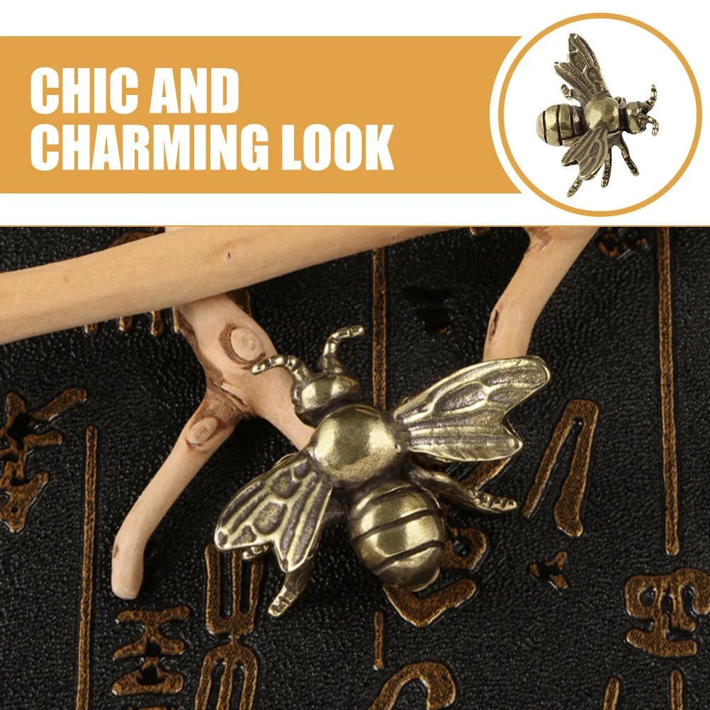 Brass Bee Statue Delicate Portable Desktop Decoration Creative Retro